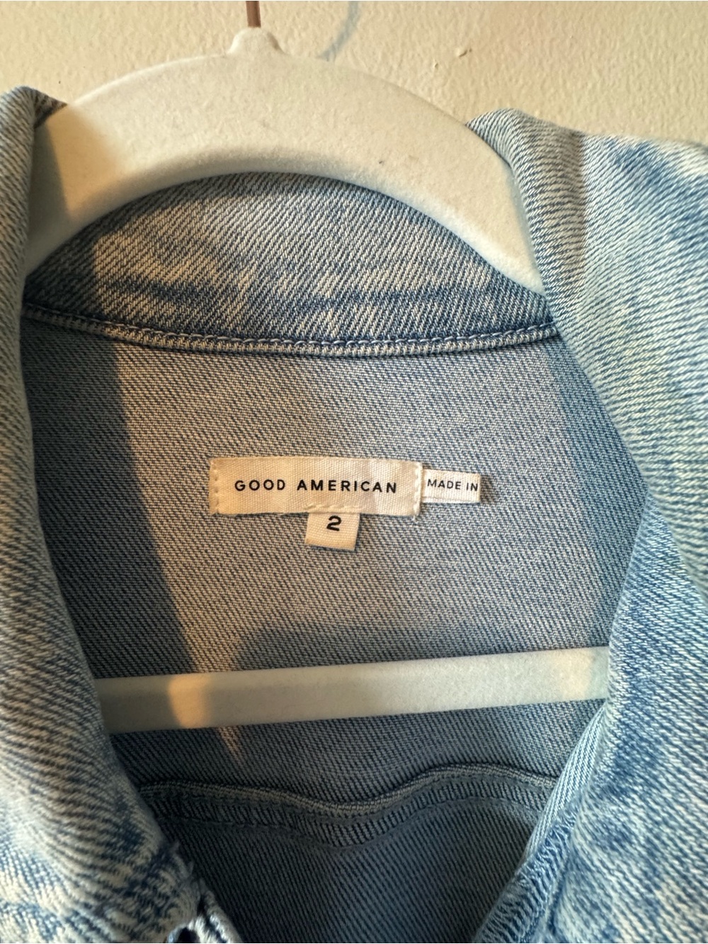Good American Light Blue Denim Jumpsuit with Tie Belt - Picture 3 of 4